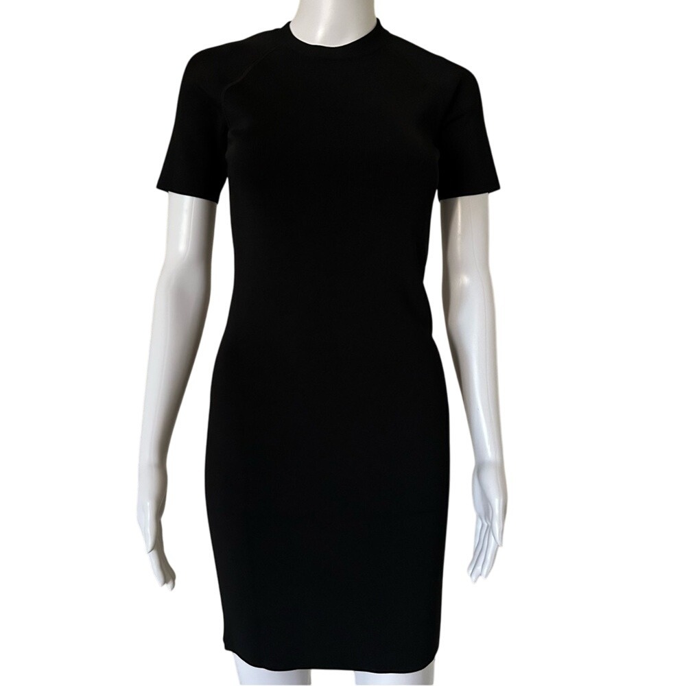 T by Alexander Wang Black Crew Neck Mini Sheath Dress - Medium